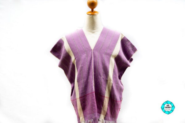 11001 เสื้อผู้ชายสีขาว-ม่วง - Image 6